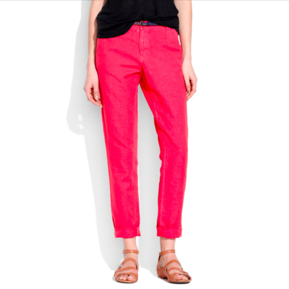 Madewell Rivington Trousers Linen Pink Salmon W 30 - Picture 6 of 8